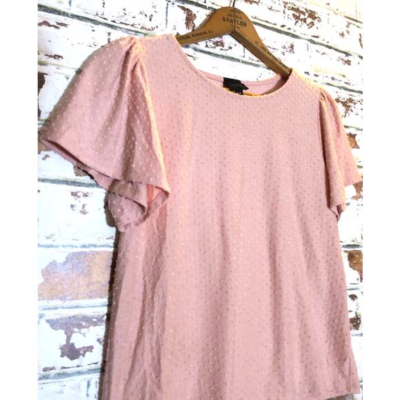 Anthropologie W5 Concepts Blush Swiss Dot Flutter Sleeve Blouse - Picture 2 of 7